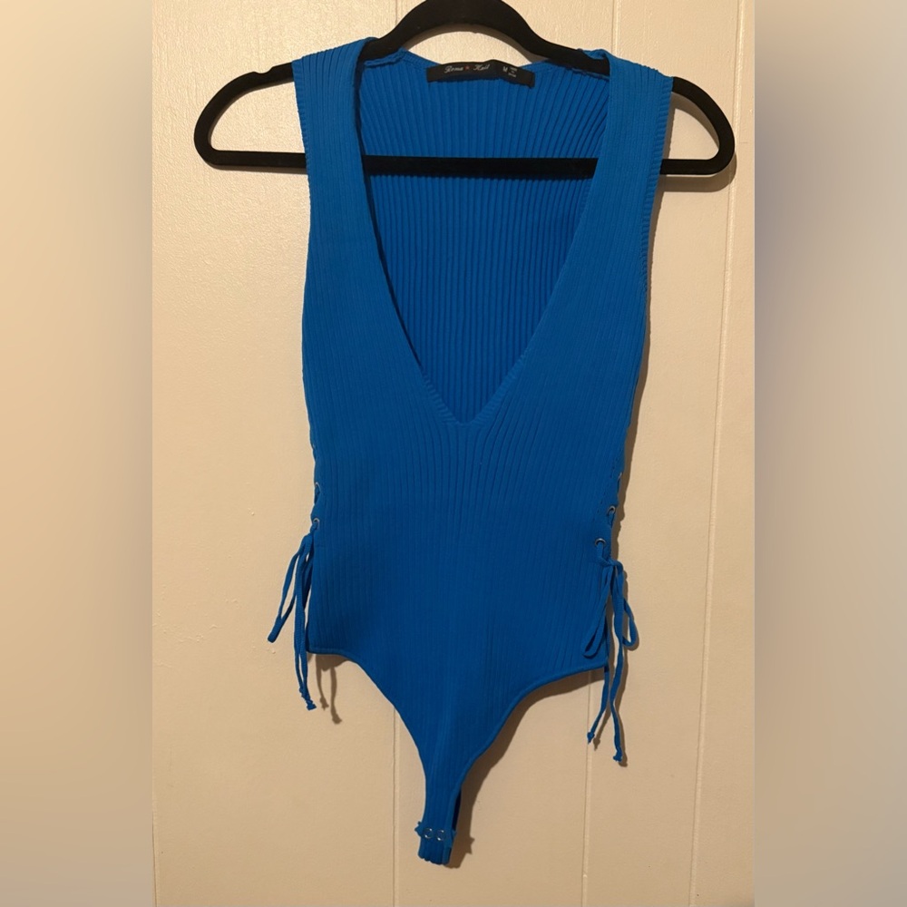 Forever 21 Vibrant Blue Ribbed Bodysuit